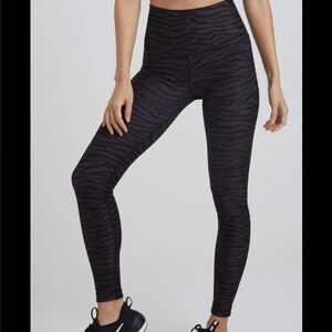 Pact Womens Black Organic Cotton Go-To Leggings Tonal Zebra Sz L